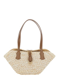 DOLCE & GABBANA Dolce & Gabbana Women Beige Shoulder Bag With Two Top Handles And Interwoven Design In Raffia Woman