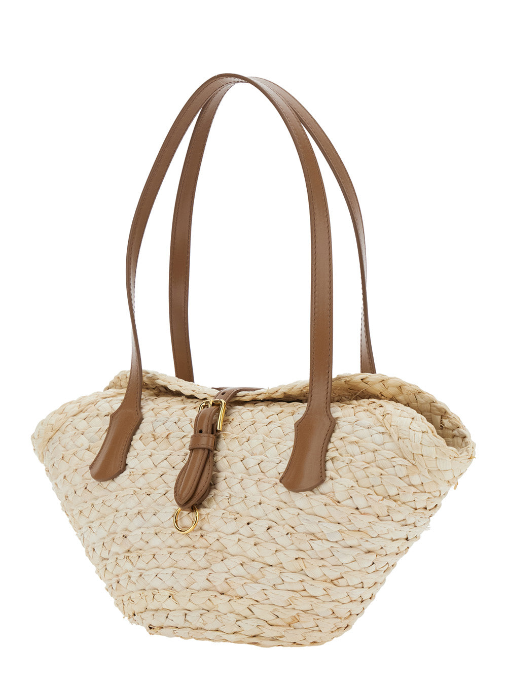 DOLCE & GABBANA Dolce & Gabbana Women Beige Shoulder Bag With Two Top Handles And Interwoven Design In Raffia Woman