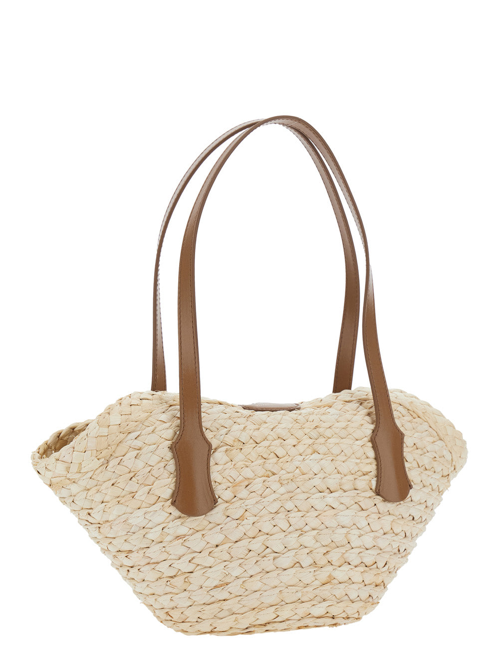 DOLCE & GABBANA Dolce & Gabbana Women Beige Shoulder Bag With Two Top Handles And Interwoven Design In Raffia Woman