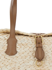 DOLCE & GABBANA Dolce & Gabbana Women Beige Shoulder Bag With Two Top Handles And Interwoven Design In Raffia Woman