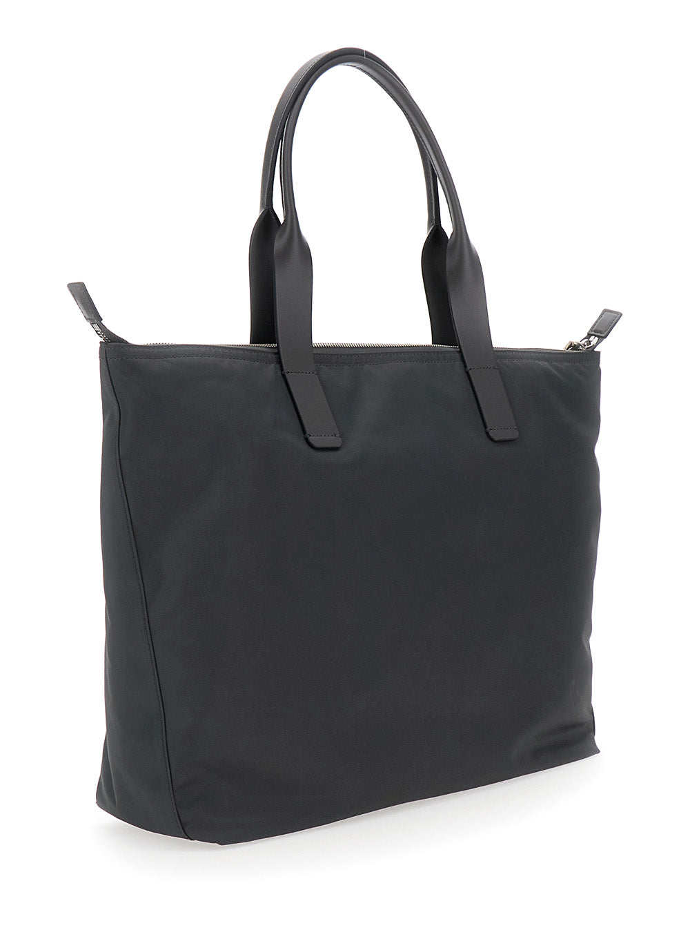 Dolce & Gabbana Men Grey Tote Bag With Two Top Handles And Logo Plaque On The Front In Tech Fabric Man