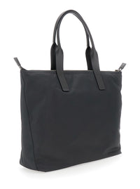 Dolce & Gabbana Men Grey Tote Bag With Two Top Handles And Logo Plaque On The Front In Tech Fabric Man