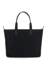 Dolce & Gabbana Men Black Tote Bag With Two Top Handles And Logo Plaque On The Front In Tech Fabric Man