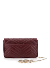 Gucci Women 'Gg Marmont 2.0' Bordeaux Mini Crossbody Bag With Double G In Chevron Leather Woman