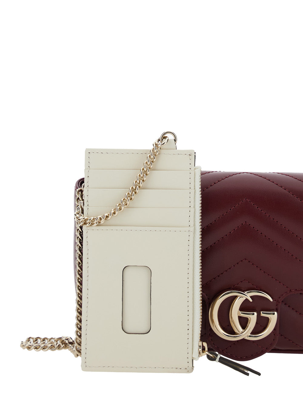 Gucci Women 'Gg Marmont 2.0' Bordeaux Mini Crossbody Bag With Double G In Chevron Leather Woman