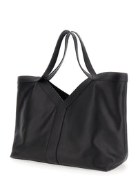 Saint Laurent Men Black Tote Bag With Two Top Handles And Hook Closure In Leather Man