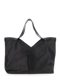 Saint Laurent Men Black Tote Bag With Two Top Handles And Hook Closure In Leather Man