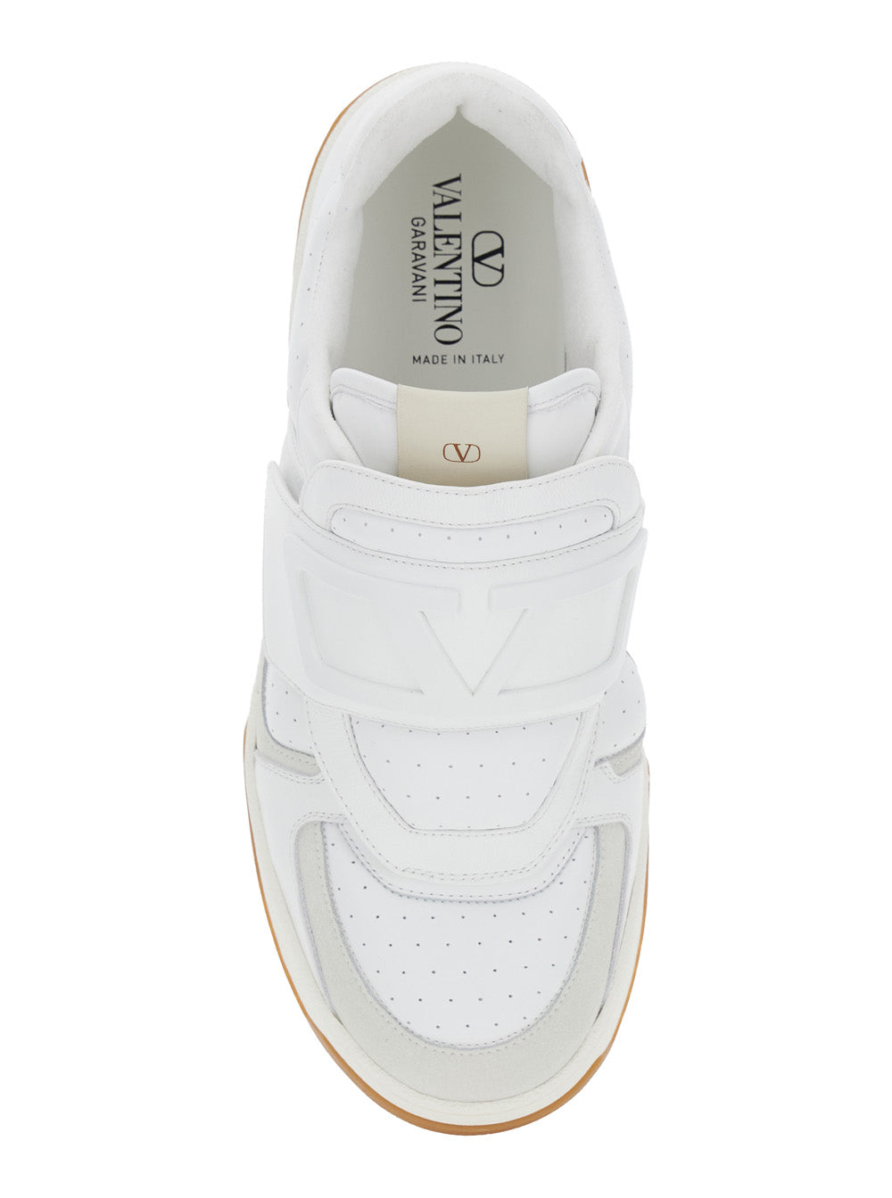 Valentino Garavani Men 'Joie De Jouer' White Low Top Sneakers With Perforated Details And Maxi Vlogo On The Front In Leather Man