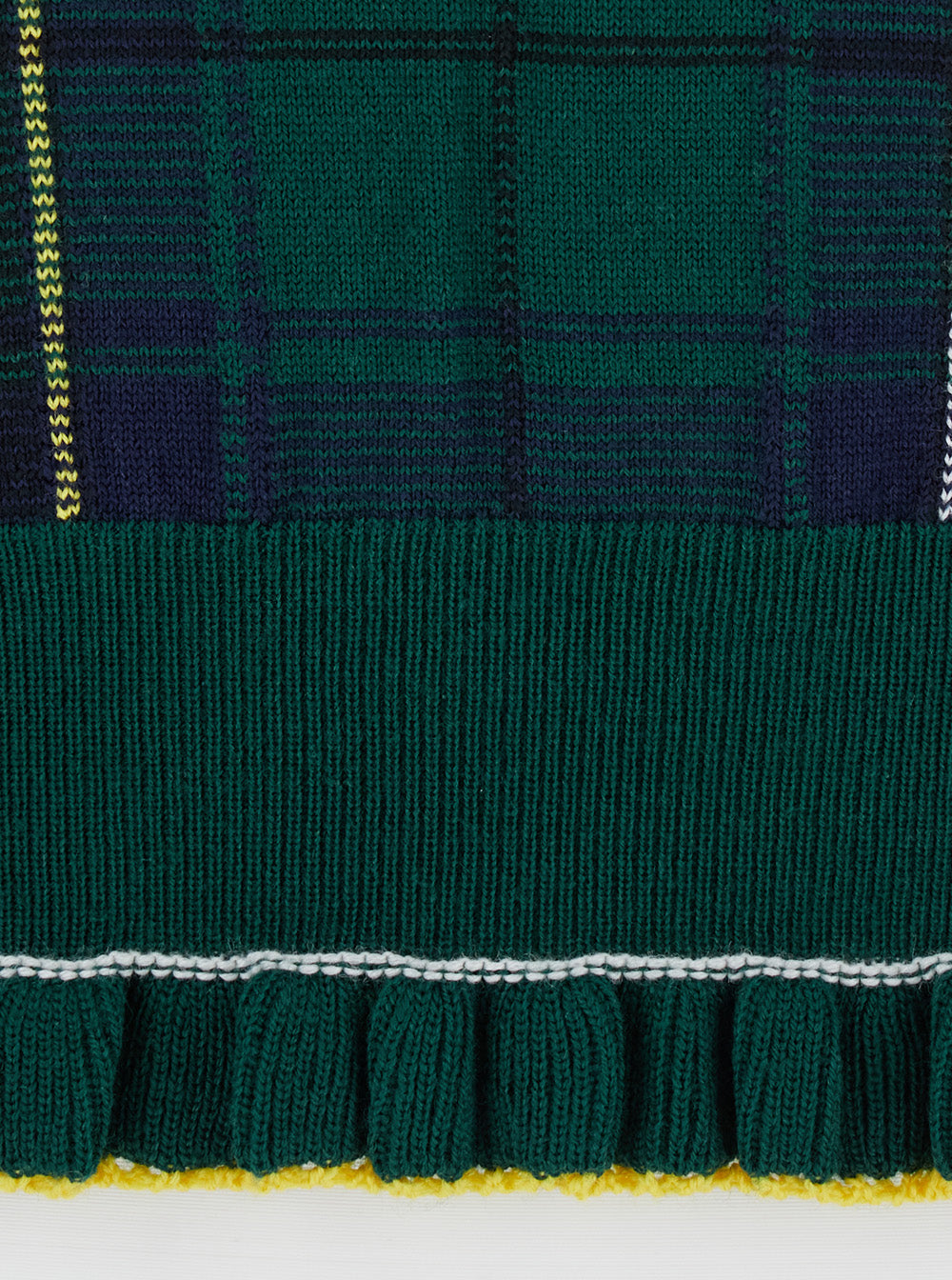 Alexander Mcqueen Women Green Crew Neck Sweater With Tartan Pattern And Fringed Hem In Wool Woman