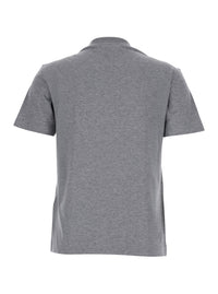 FENDI Fendi Women Grey Crewneck T-Shirt With Logo Detail On The Front In Cotton Woman