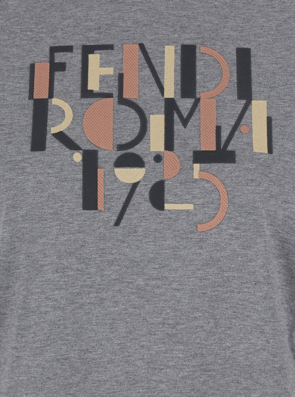 FENDI Fendi Women Grey Crewneck T-Shirt With Logo Detail On The Front In Cotton Woman