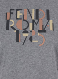 FENDI Fendi Women Grey Crewneck T-Shirt With Logo Detail On The Front In Cotton Woman