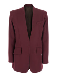 The Attico Women Bordeaux Jacket With Deep Neckline And Straps In Wool Woman
