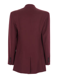 The Attico Women Bordeaux Jacket With Deep Neckline And Straps In Wool Woman