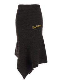 The Attico Women Brown Skirt With Asymmetrical Design And Logo Lettering In Wool Woman