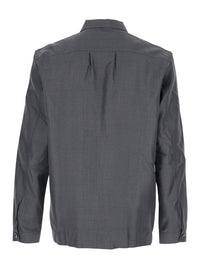 Tom Ford Men Grey Shirt With Chest Pocket In Silk Man