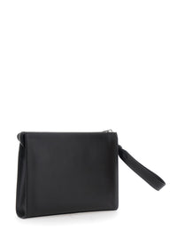 Fendi Men Black Cltuch With Ff Motif And Ff Logo Plaque In Leather Man
