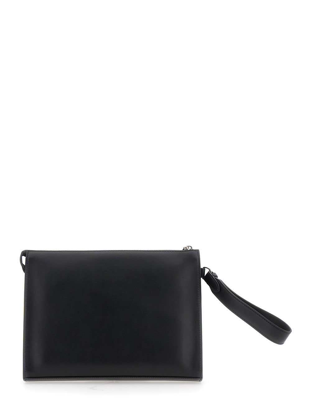 Fendi Men Black Cltuch With Ff Motif And Ff Logo Plaque In Leather Man