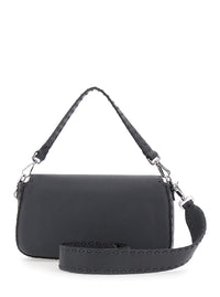 Fendi Men “Baguette” Grey Shoulder Bag With Contrast Stitching In Leather Man