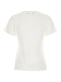 Golden Goose Women White Crew Neck T-Shirt With Embroidery On Front In Fabric Woman