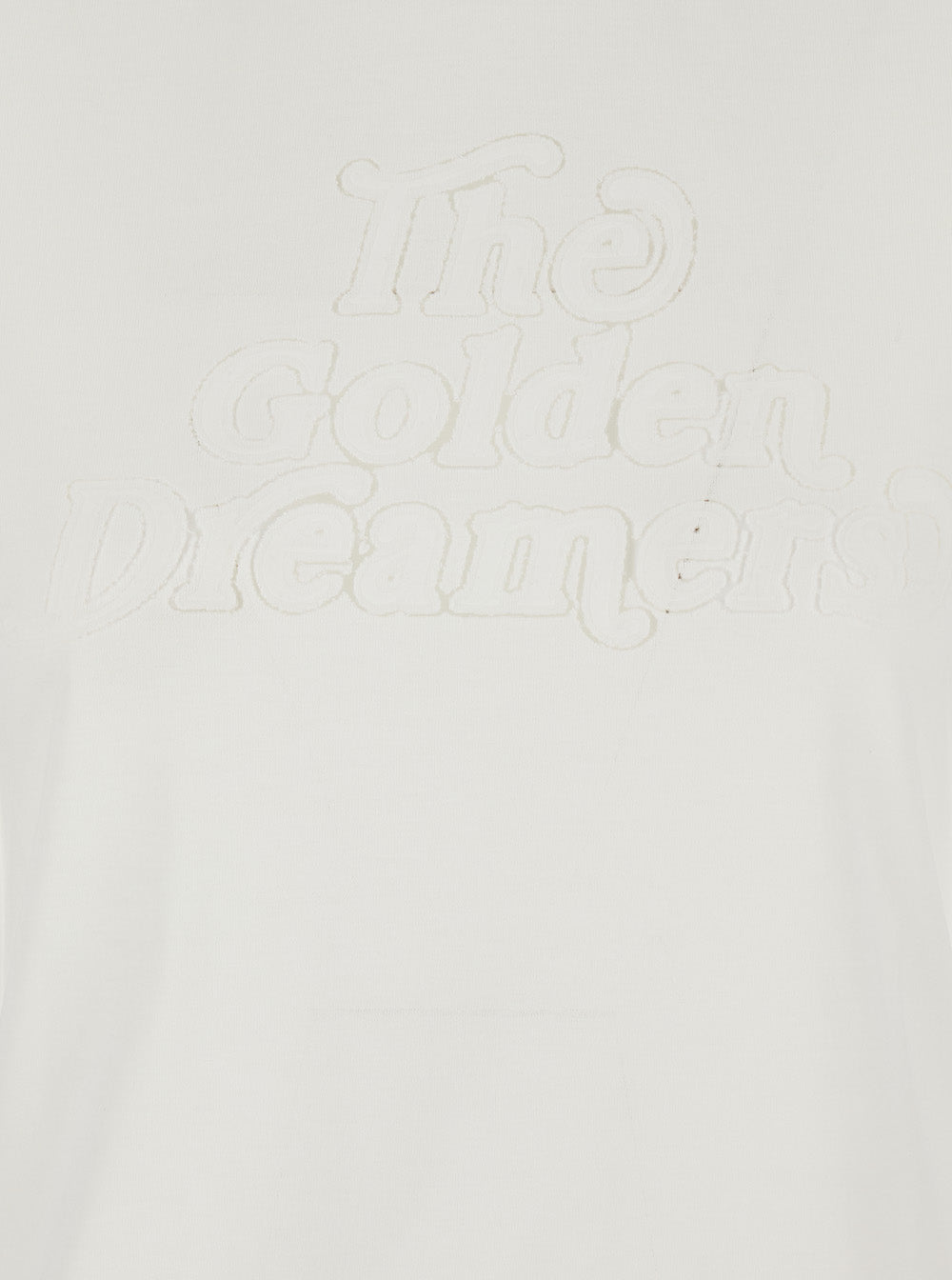Golden Goose Women White Crew Neck T-Shirt With Embroidery On Front In Fabric Woman