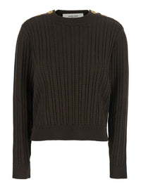 GOLDEN GOOSE Golden Goose Women Brown Crewneck Sweater With Interwoven Design In Wool Woman