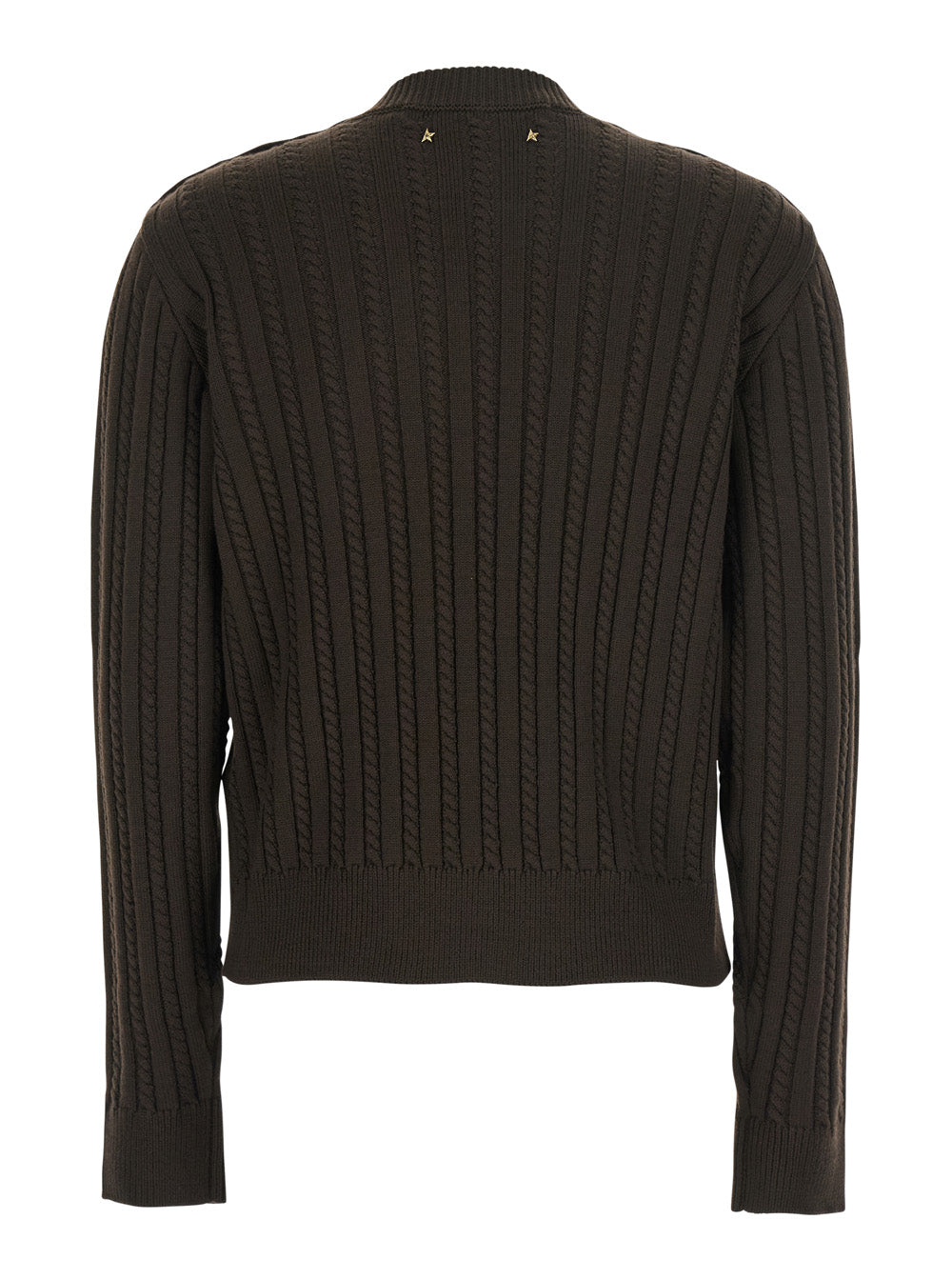 GOLDEN GOOSE Golden Goose Women Brown Crewneck Sweater With Interwoven Design In Wool Woman