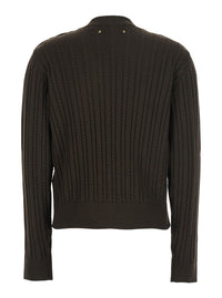 GOLDEN GOOSE Golden Goose Women Brown Crewneck Sweater With Interwoven Design In Wool Woman