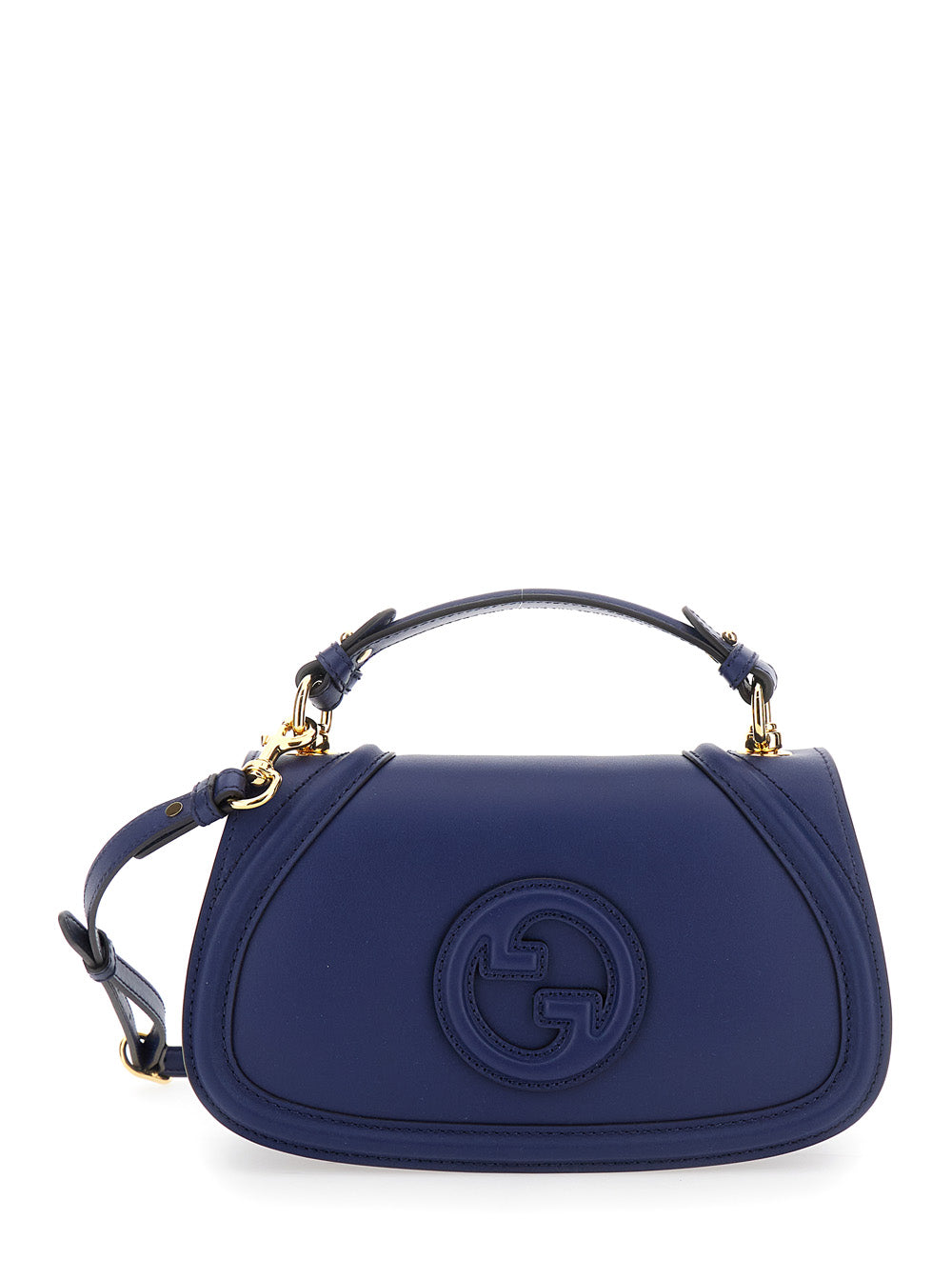 Gucci Women 'Blondie' Blue Handbag With Gg Logo Plaque On The Front In Leather Woman