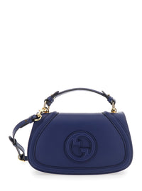 Gucci Women 'Blondie' Blue Handbag With Gg Logo Plaque On The Front In Leather Woman