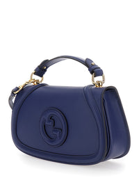 Gucci Women 'Blondie' Blue Handbag With Gg Logo Plaque On The Front In Leather Woman