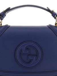 Gucci Women 'Blondie' Blue Handbag With Gg Logo Plaque On The Front In Leather Woman