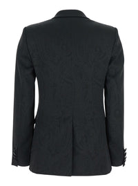 Leplain Women Black Double-Breasted Jacket With Damask Effect In Wool Woman