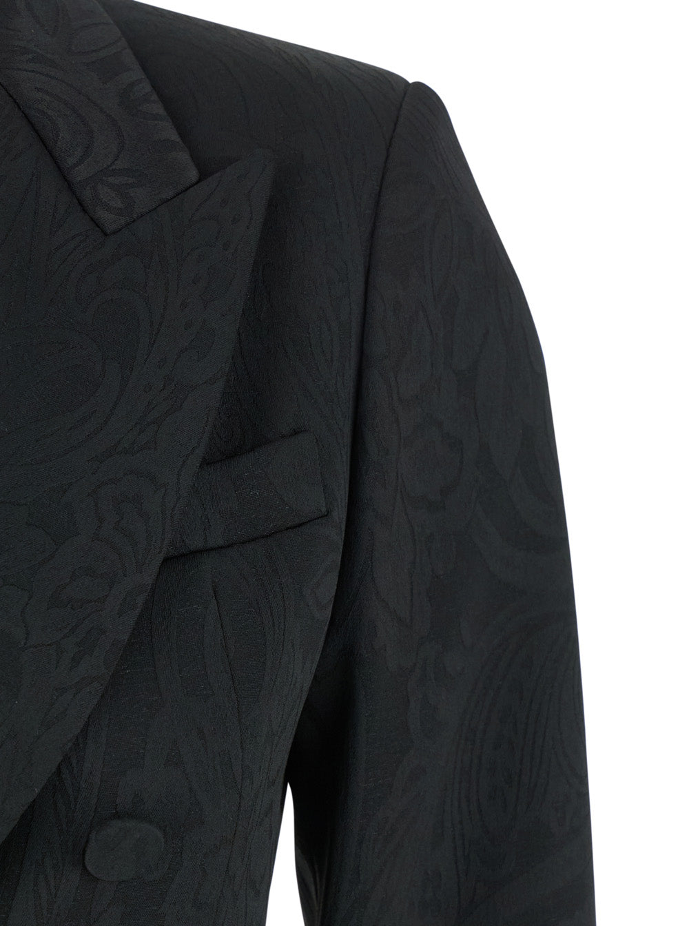 Leplain Women Black Double-Breasted Jacket With Damask Effect In Wool Woman