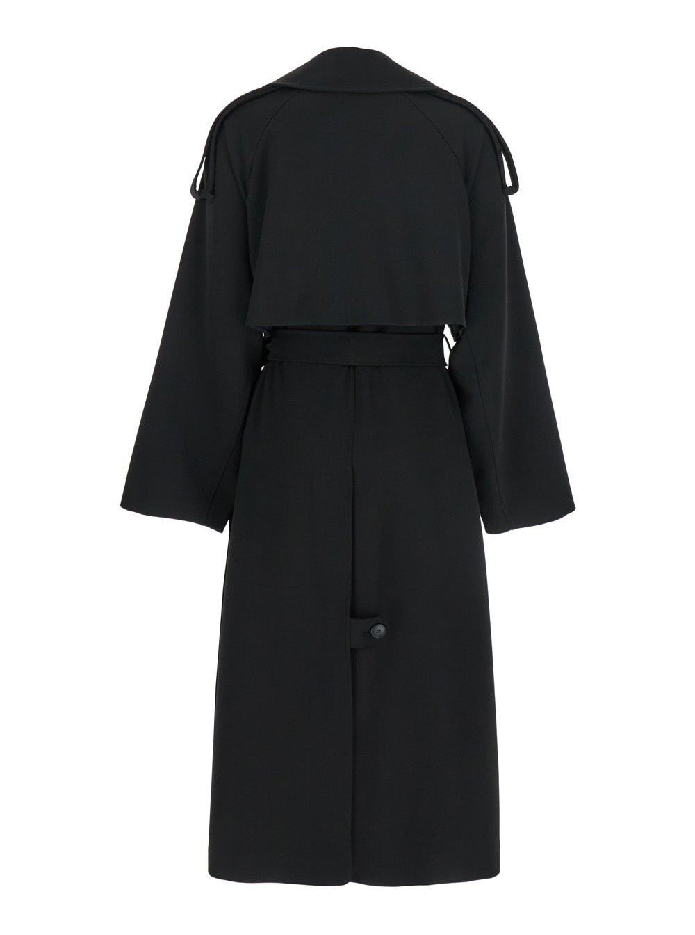 LEPLAIN Leplain Women Black Double-Breasted Trench Coat With Matching Belt In Cady Woman