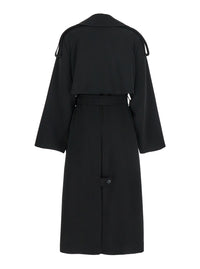 LEPLAIN Leplain Women Black Double-Breasted Trench Coat With Matching Belt In Cady Woman