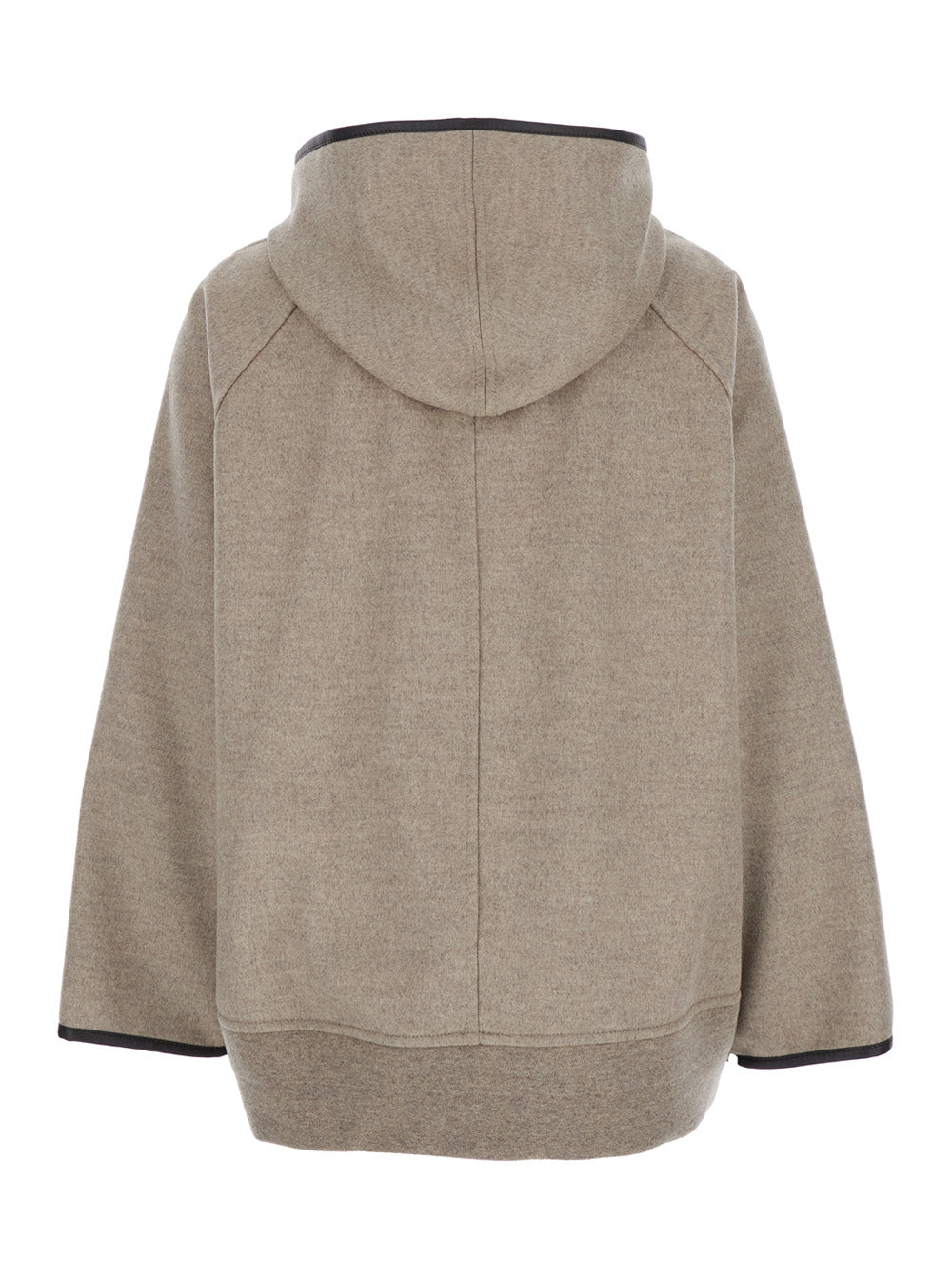 Bottega Veneta Women Beige Coat With Hood And Leather Trims In Wool And Cashmere Woman