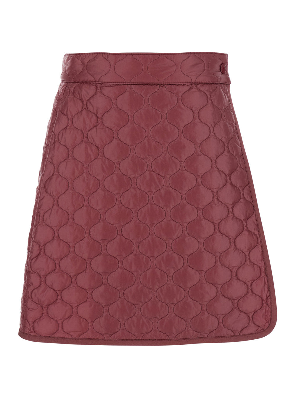 Moncler Women Bordeaux Miniskirt With Quilted Motif And Logo Patch On The Rear In Tech Fabric Woman