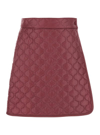 Moncler Women Bordeaux Miniskirt With Quilted Motif And Logo Patch On The Rear In Tech Fabric Woman
