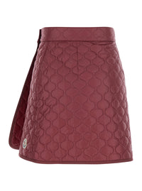 Moncler Women Bordeaux Miniskirt With Quilted Motif And Logo Patch On The Rear In Tech Fabric Woman