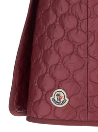 Moncler Women Bordeaux Miniskirt With Quilted Motif And Logo Patch On The Rear In Tech Fabric Woman