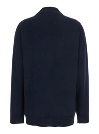 Gucci Women Blue Polo Collar Sweater With Gg Logo On The Front In Wool Woman