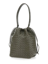 Bottega Veneta Men Green Shoulder Bag With Drawstring Closure And Intrecciato Motif In Leather Man