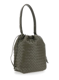 Bottega Veneta Men Green Shoulder Bag With Drawstring Closure And Intrecciato Motif In Leather Man