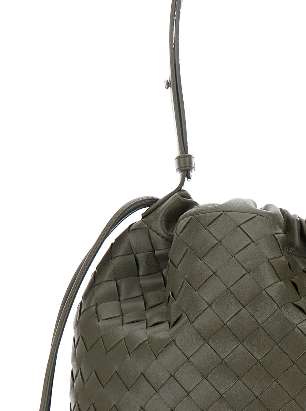 Bottega Veneta Men Green Shoulder Bag With Drawstring Closure And Intrecciato Motif In Leather Man