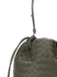 Bottega Veneta Men Green Shoulder Bag With Drawstring Closure And Intrecciato Motif In Leather Man