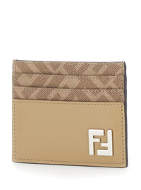Fendi Men Beige Card Holder With Ff Plaque On The Front In Leather Man