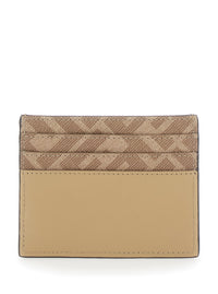 Fendi Men Beige Card Holder With Ff Plaque On The Front In Leather Man