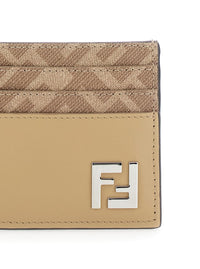 Fendi Men Beige Card Holder With Ff Plaque On The Front In Leather Man