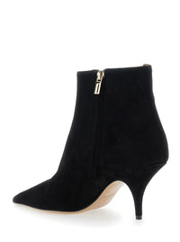 Ferragamo Women 'Agia' Black Ankle Boots With Cut-Out Detail And Stiletto Heel In Suede Woman